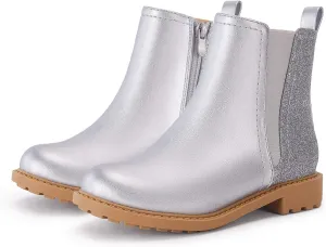 Coutgo Girls Glitter Ankle Boots Side Zipper Comfortable Chelsea Dress Booties for Toddler/Little Kid/Big Kids