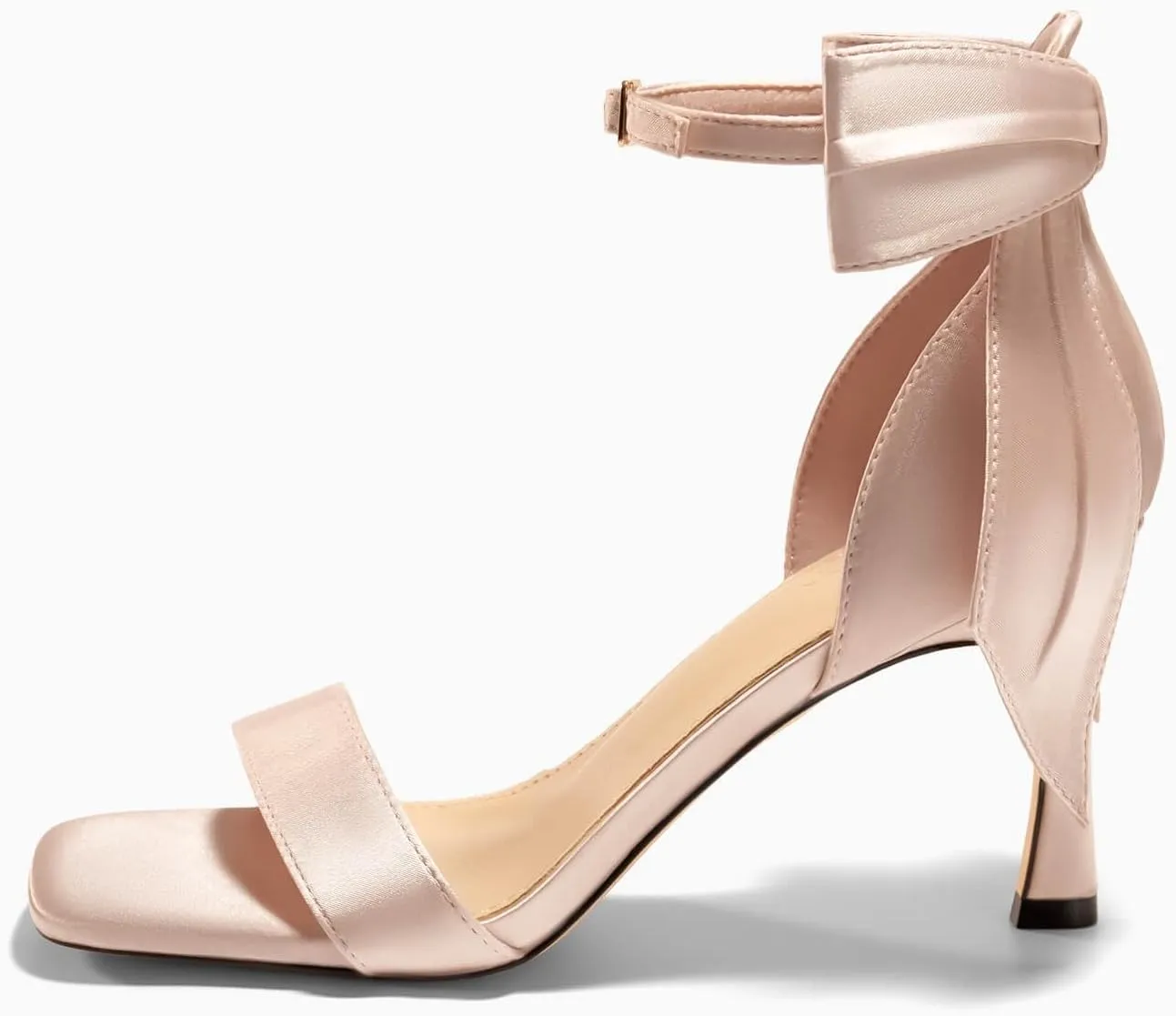 Coutgo Womens Bow Tie High Heels One Strap Heeled Sandals Sexy Stiletto Open Toe Wedding Bride Shoes