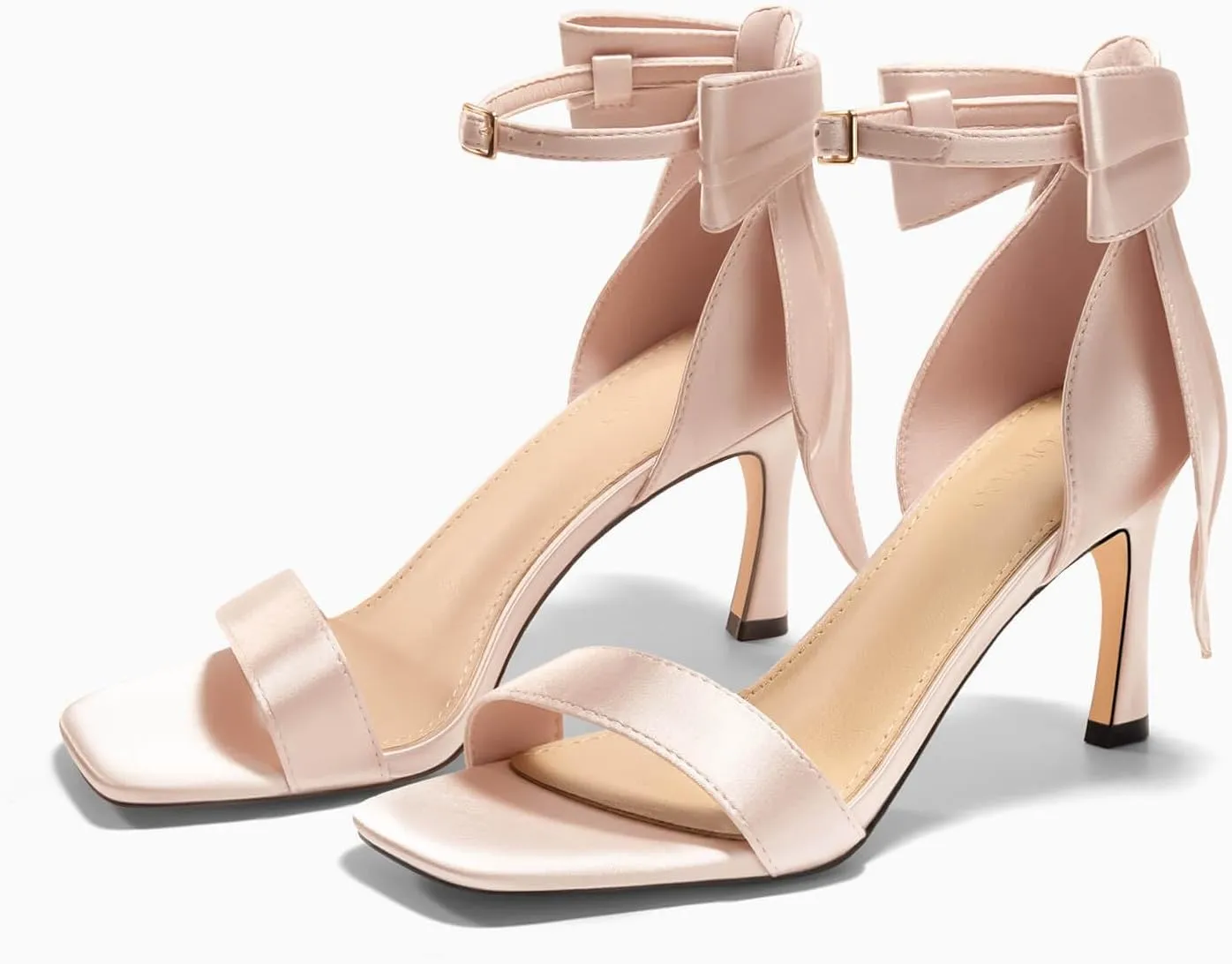 Coutgo Womens Bow Tie High Heels One Strap Heeled Sandals Sexy Stiletto Open Toe Wedding Bride Shoes