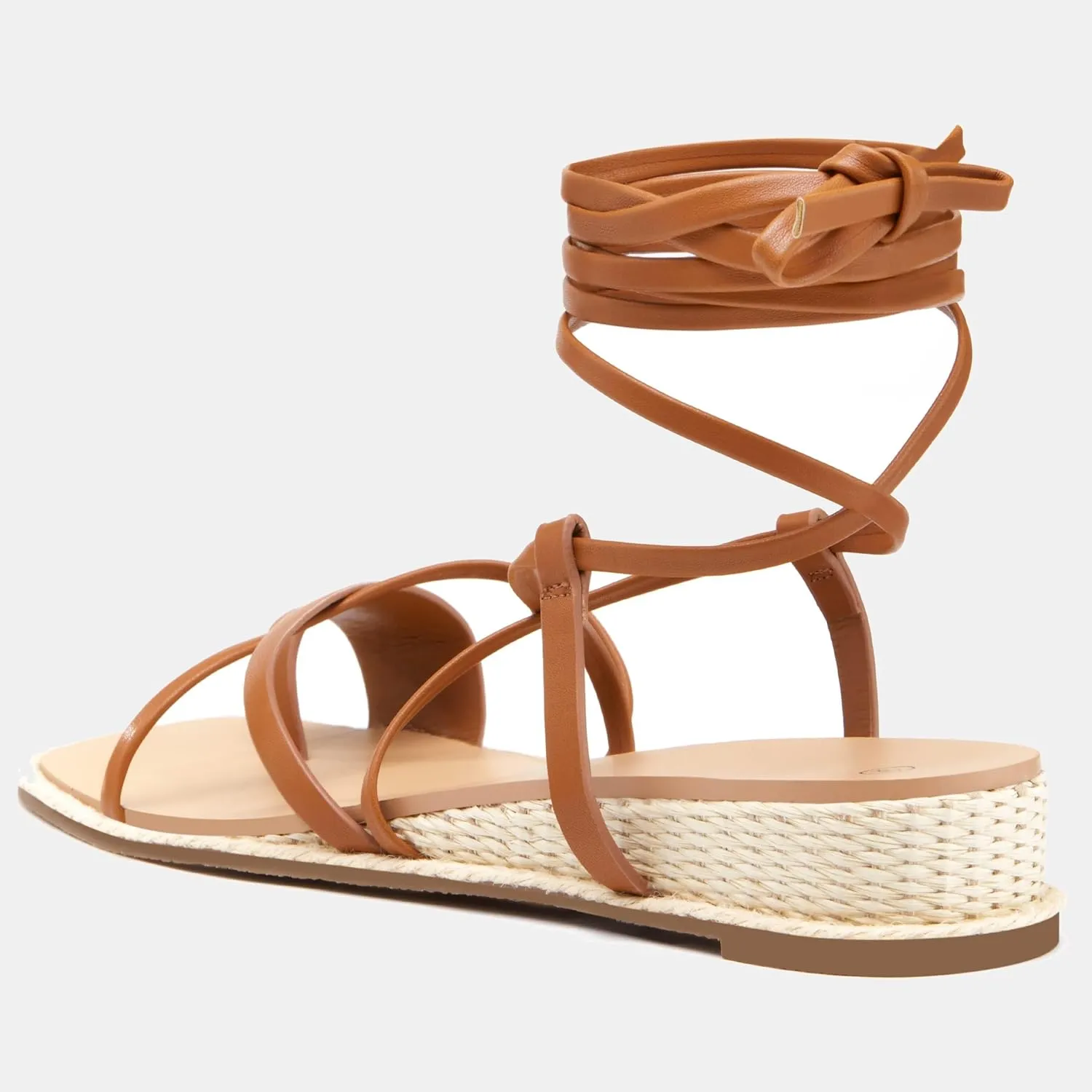Coutgo Womens Lace Up Gladiator Sandals Strappy Flat Dressy Low Heel Wedges Thong Summer Beach Shoes