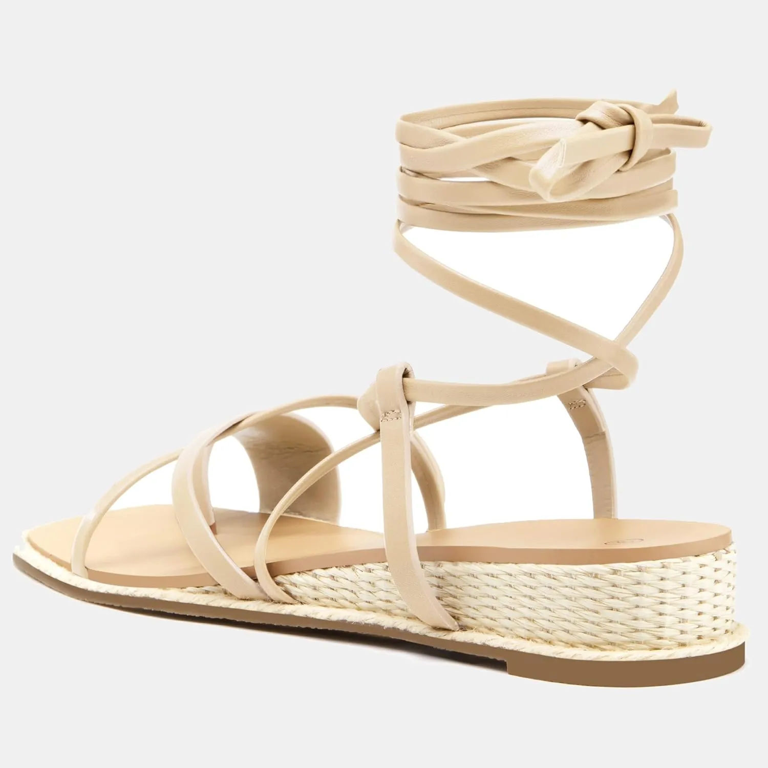 Coutgo Womens Lace Up Gladiator Sandals Strappy Flat Dressy Low Heel Wedges Thong Summer Beach Shoes