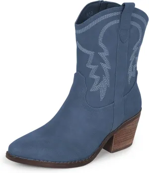 Cowboy Boot for Women,Western Embroidered Cowgirl Booties with Pointed Toe Side Chunky Heel Zipper Women Ankle Booties
