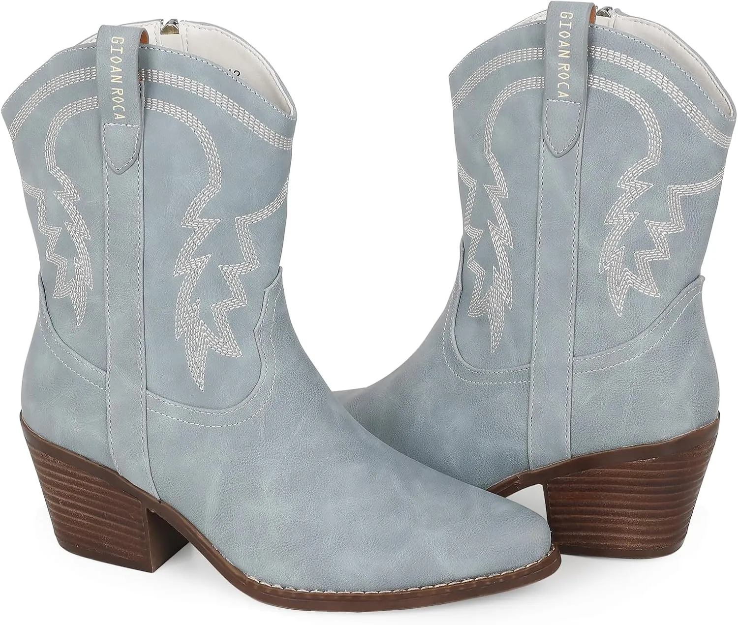 Cowboy Boot for Women,Western Embroidered Cowgirl Booties with Pointed Toe Side Chunky Heel Zipper Women Ankle Booties