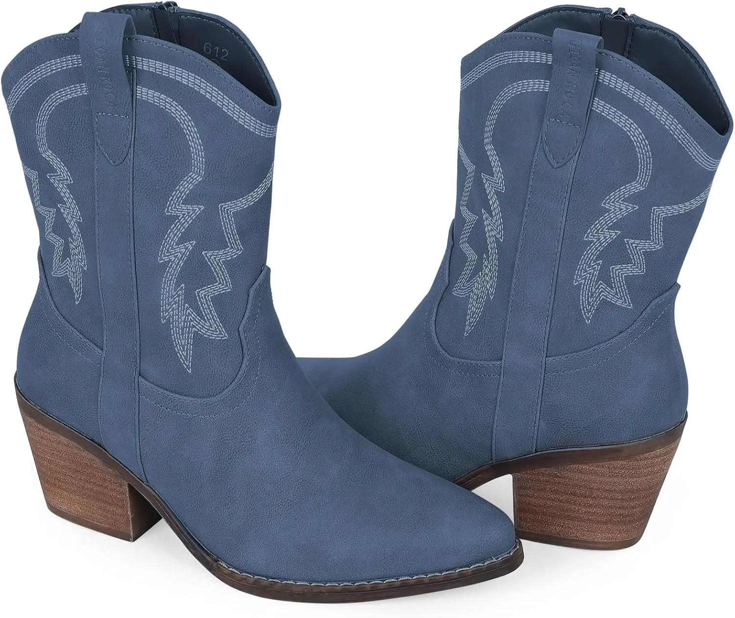 Cowboy Boot for Women,Western Embroidered Cowgirl Booties with Pointed Toe Side Chunky Heel Zipper Women Ankle Booties