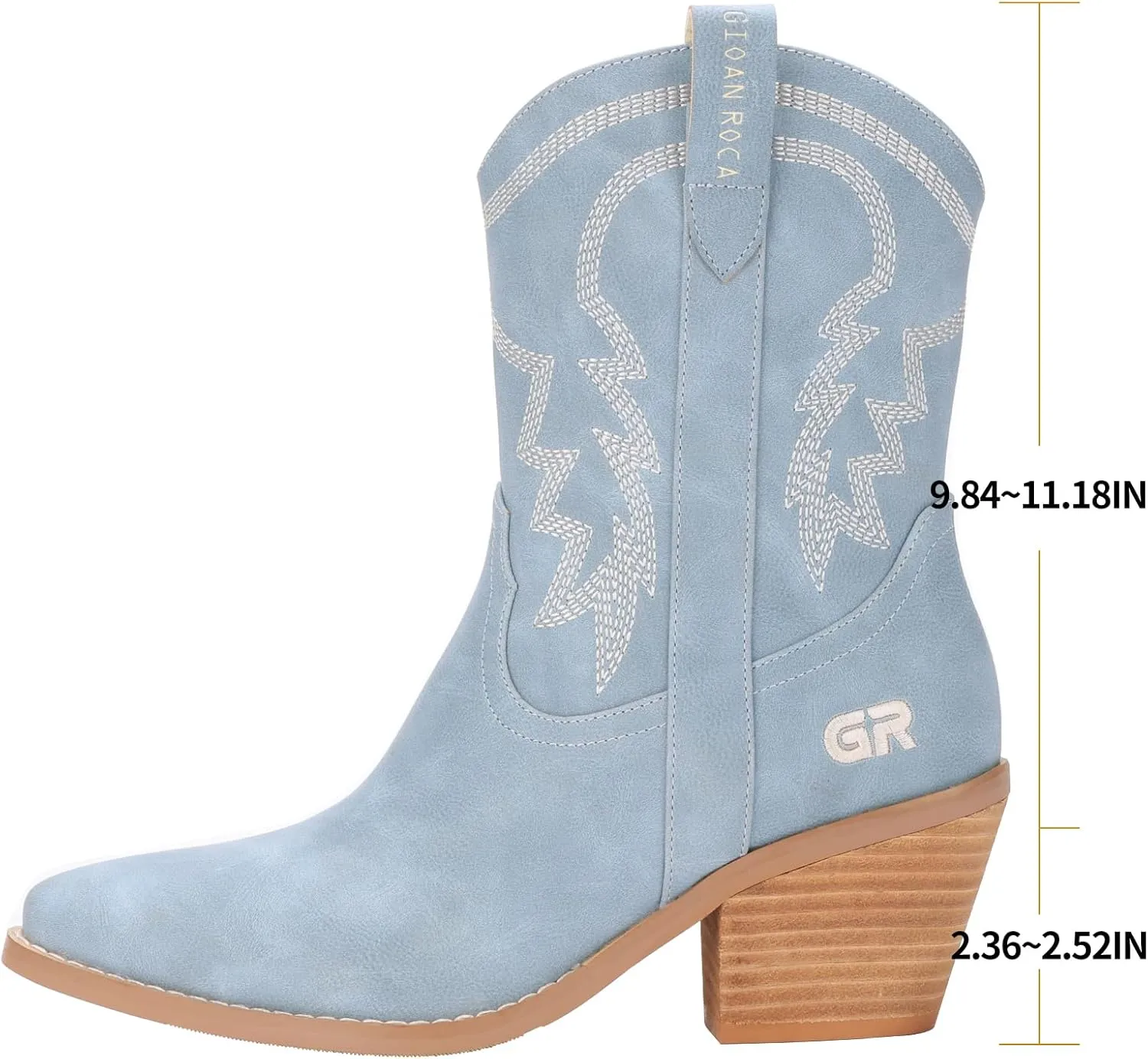 Cowboy Boot for Women,Western Embroidered Cowgirl Booties with Pointed Toe Side Chunky Heel Zipper Women Ankle Booties