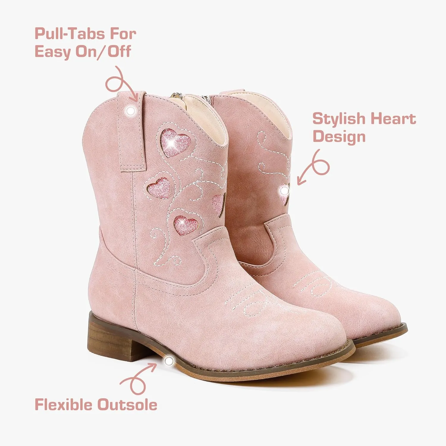 Cowboy Boots for Kids Western Little Girl Cowgirl Boots Toddler Horse Riding Ankle Boots Birthday Party