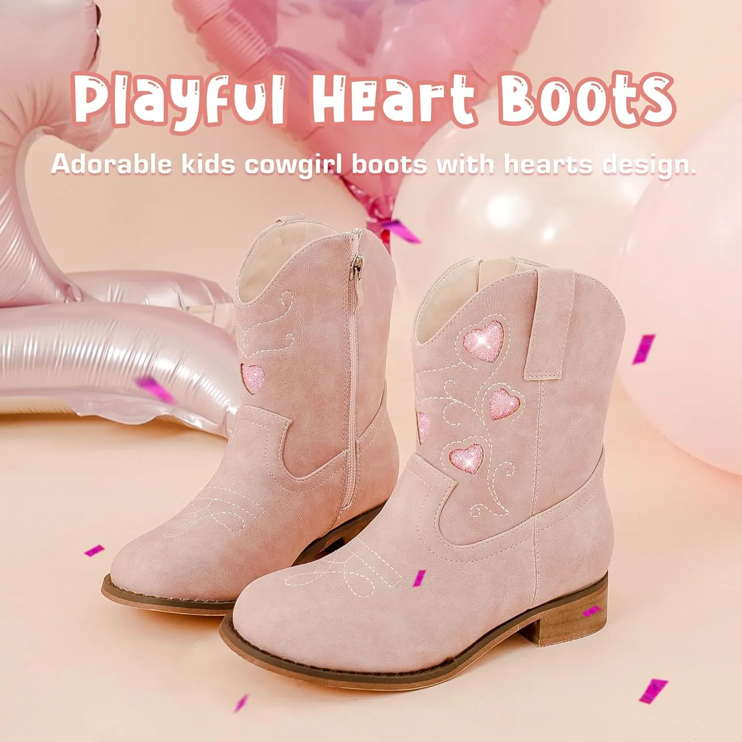 Cowboy Boots for Kids Western Little Girl Cowgirl Boots Toddler Horse Riding Ankle Boots Birthday Party