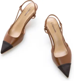 C.Paravano Women's Pointed Toe Slingback Flats | Comfort Heeled Sandals | Slip-On Flats | Perfect for Casual, Business, Party, Date