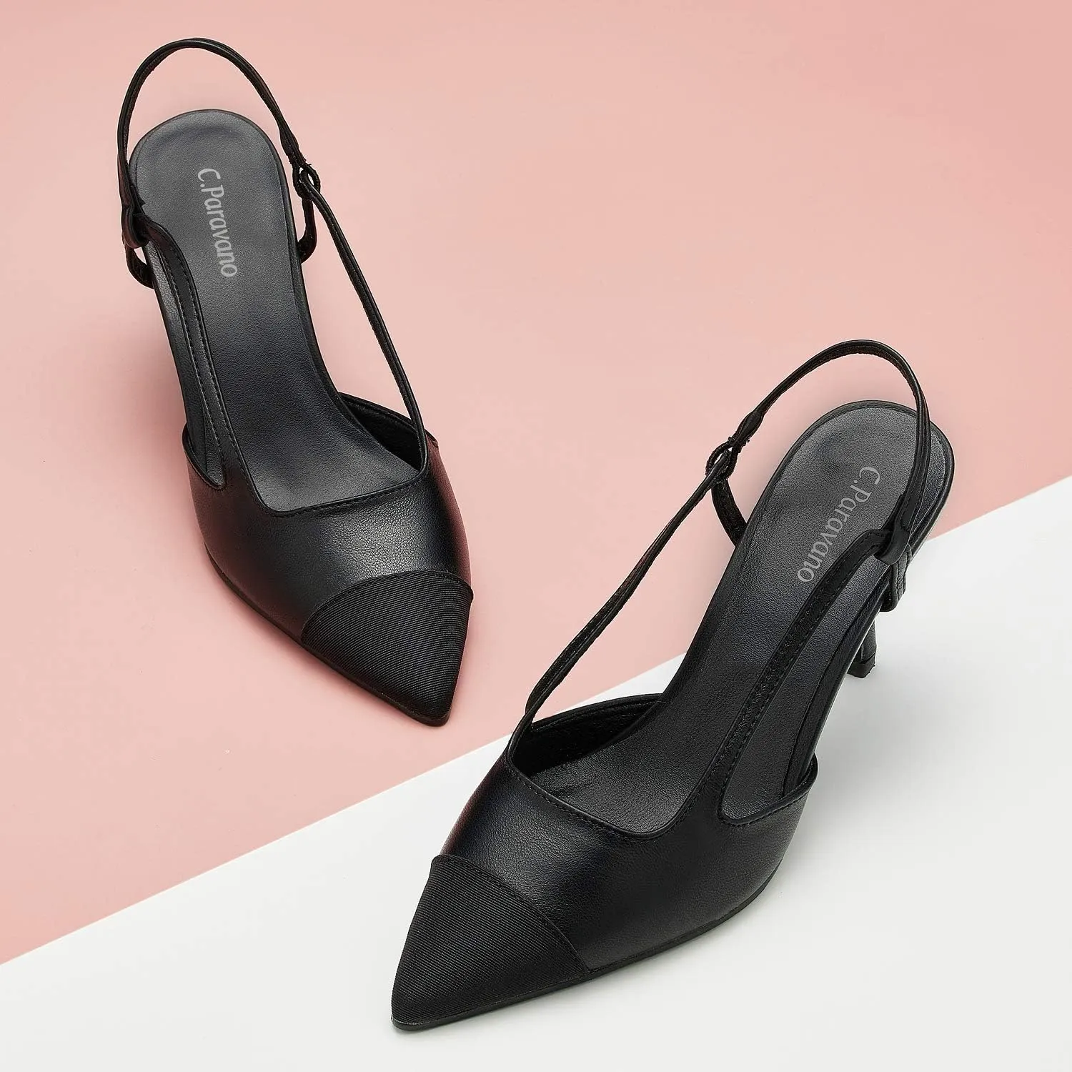 C.Paravano Women's Pointed Toe Slingback Flats | Comfort Heeled Sandals | Slip-On Flats | Perfect for Casual, Business, Party, Date