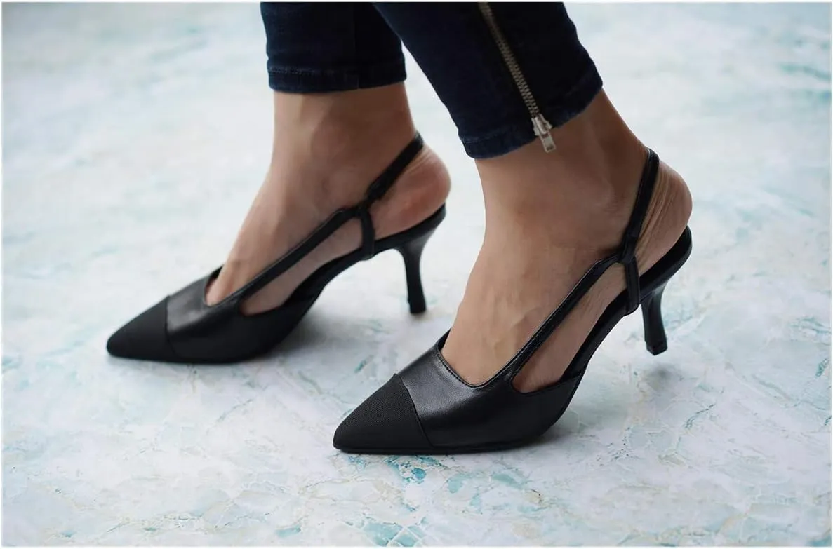 C.Paravano Women's Pointed Toe Slingback Flats | Comfort Heeled Sandals | Slip-On Flats | Perfect for Casual, Business, Party, Date
