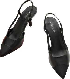 C.Paravano Women's Pointed Toe Slingback Flats | Comfort Heeled Sandals | Slip-On Flats | Perfect for Casual, Business, Party, Date