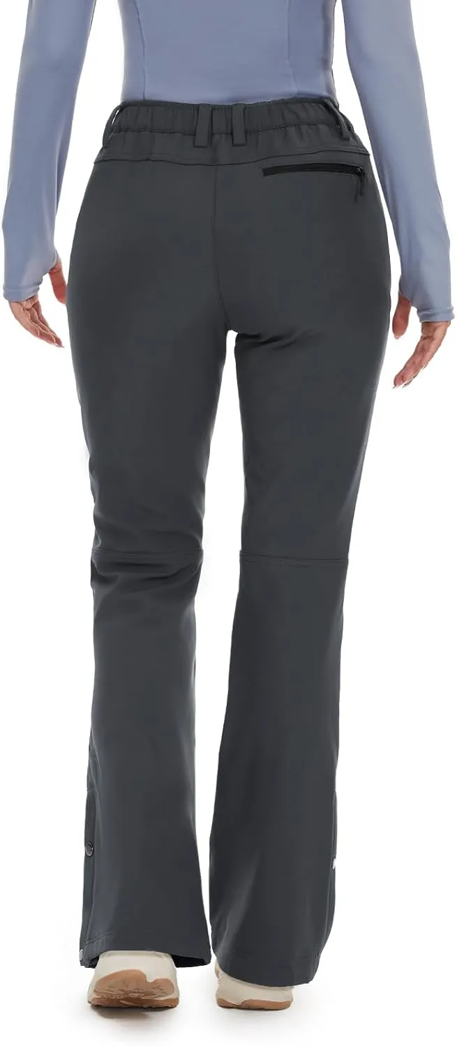 Cycorld Women's Snow Ski Pants Fleece Lined Waterproof Softshell Insulated Flare for Snowboarding Hiking Winter Outdoor