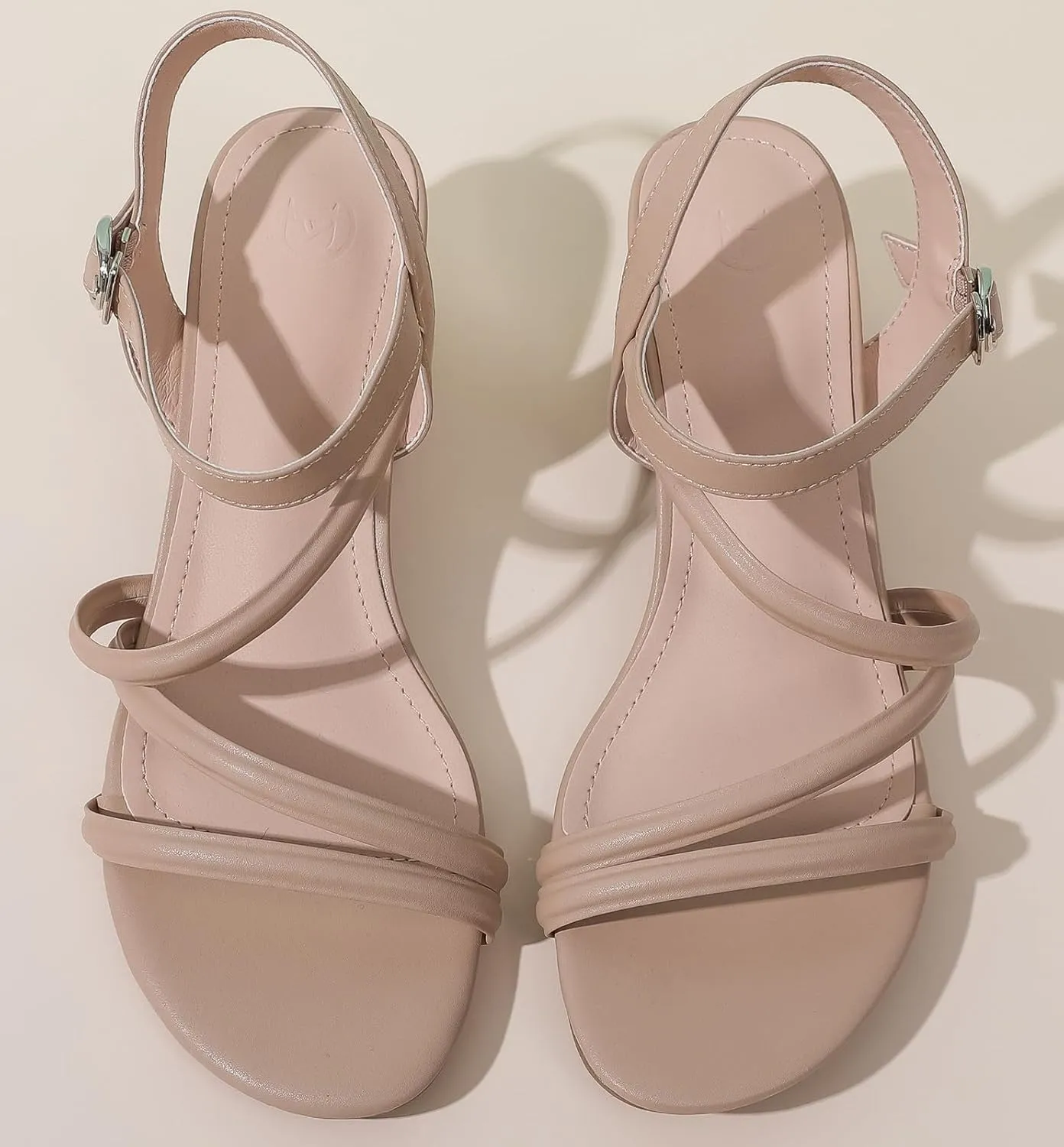 DADAWEN Women's Strappy Open Toe Rhinestone Low Block Chunky Heels Sandals Ankle Buckle Heeled Sandals Wedding Party Dress Pumps Shoes