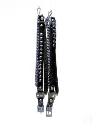 Dangerous Threads Biker Boots Boot Chains Black Leather with Round Silver Studs