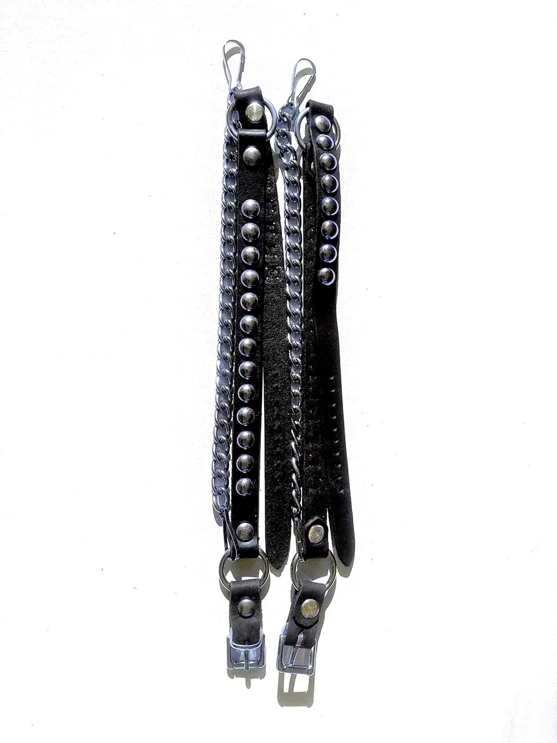 Dangerous Threads Biker Boots Boot Chains Black Leather with Round Silver Studs