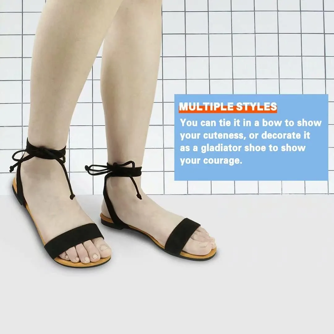 DAYDAYGO Sandals for Women - Womens Comfortable Open Toe Ankle Wrap Lace Up Flat Sandals - Women’s Sandal Ankle Tie Up Shoes