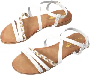 DAYDAYGO Women's Elegant Flat Sandals with Adjustable Ankle Strap and Memory Foam - Dressy and Comfortable for Summer - Fashionable and Trendy for Girls and Women - Strappy Sandal