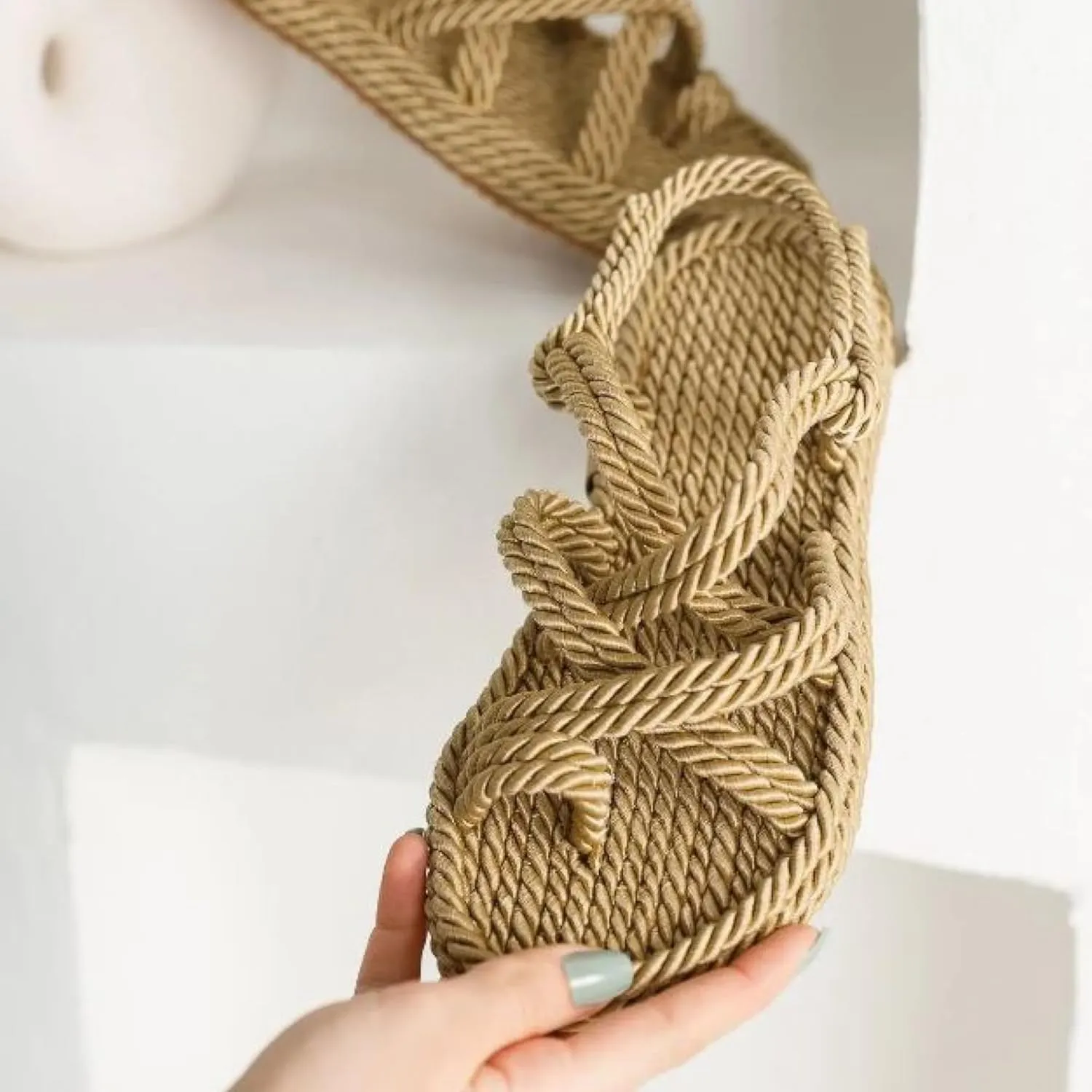 Derimi'O Strappy Sandals - Elegant Braided Sandals for Women - Stylish Strap Sandals for Women - Comfortable and Durable Rope Sandals for Women - Perfect for Casual and Dressy Occasions