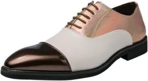 Designer New Men Dress Leather Shoes, Male Luxury British Colours Oxfords, Gentleman Lace-up Wedding Prom Footwear, Two Tone Patchwork Loafers