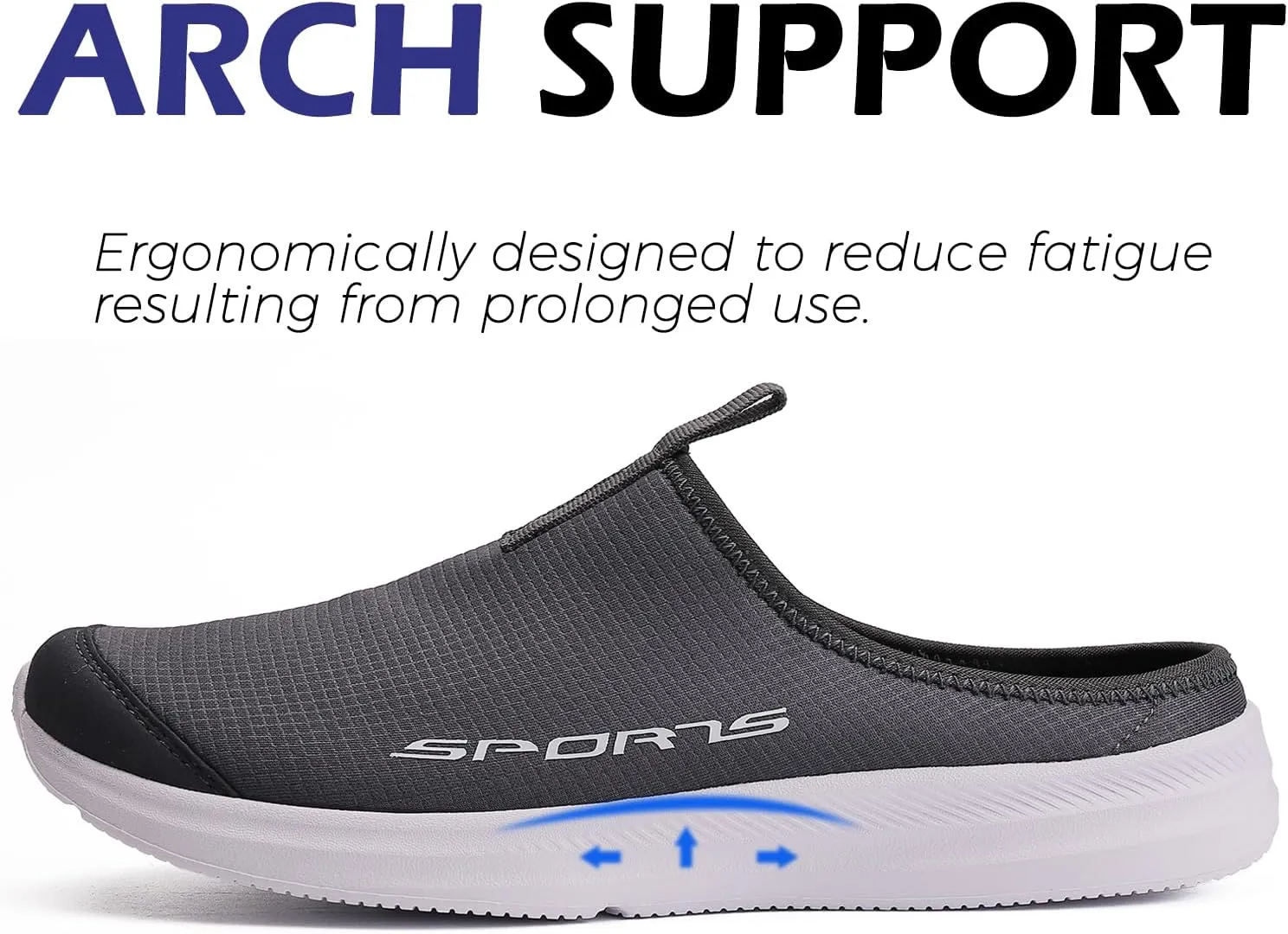 DimaiGlobal Mens Slippers with Arch Support Casual Mules Clog Open Back Shoes Comfort Slip-On Walking Loafer Indoor Outdoor House Shoes