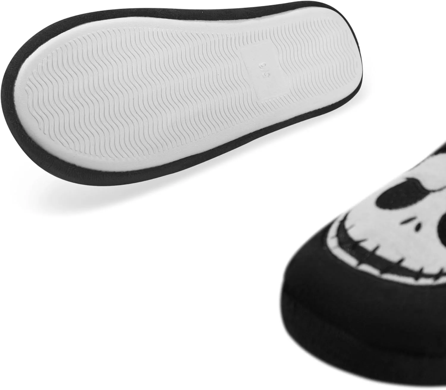 Disney The Nightmare Before Christmas Unisex Slippers | Adults Slip On Mules with Jack Skellington Character Face in Black