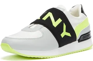 DKNY Women's Classic Jogger Lightweight Slip on Sneaker, White/Zest, 7 M US