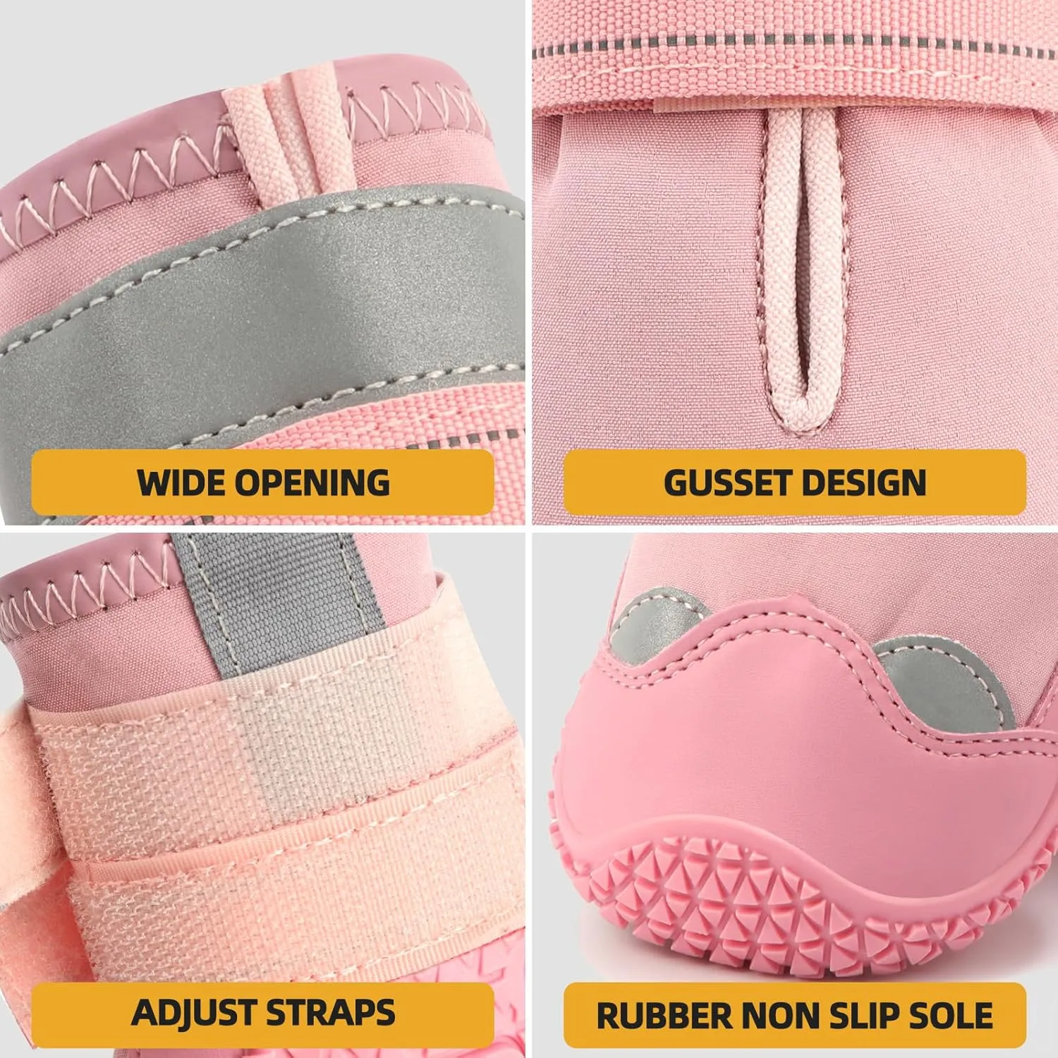 Dog Shoes for Small Dogs, Dog Boots & Paw Protectors for Hardwood Floors, Outdoor Dog Booties for Hot Pavement Winter Snow Hiking, Waterproof Dog Shoes with Reflective Strips Size 1