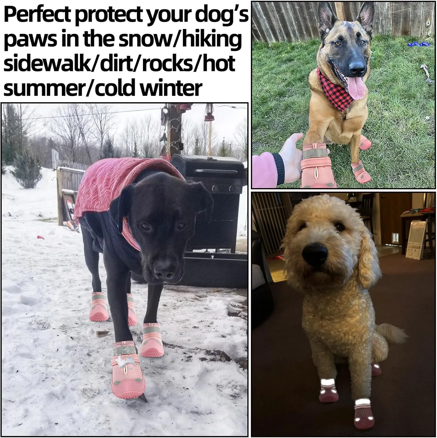 Dog Shoes for Small Dogs, Dog Boots & Paw Protectors for Hardwood Floors, Outdoor Dog Booties for Hot Pavement Winter Snow Hiking, Waterproof Dog Shoes with Reflective Strips Size 1