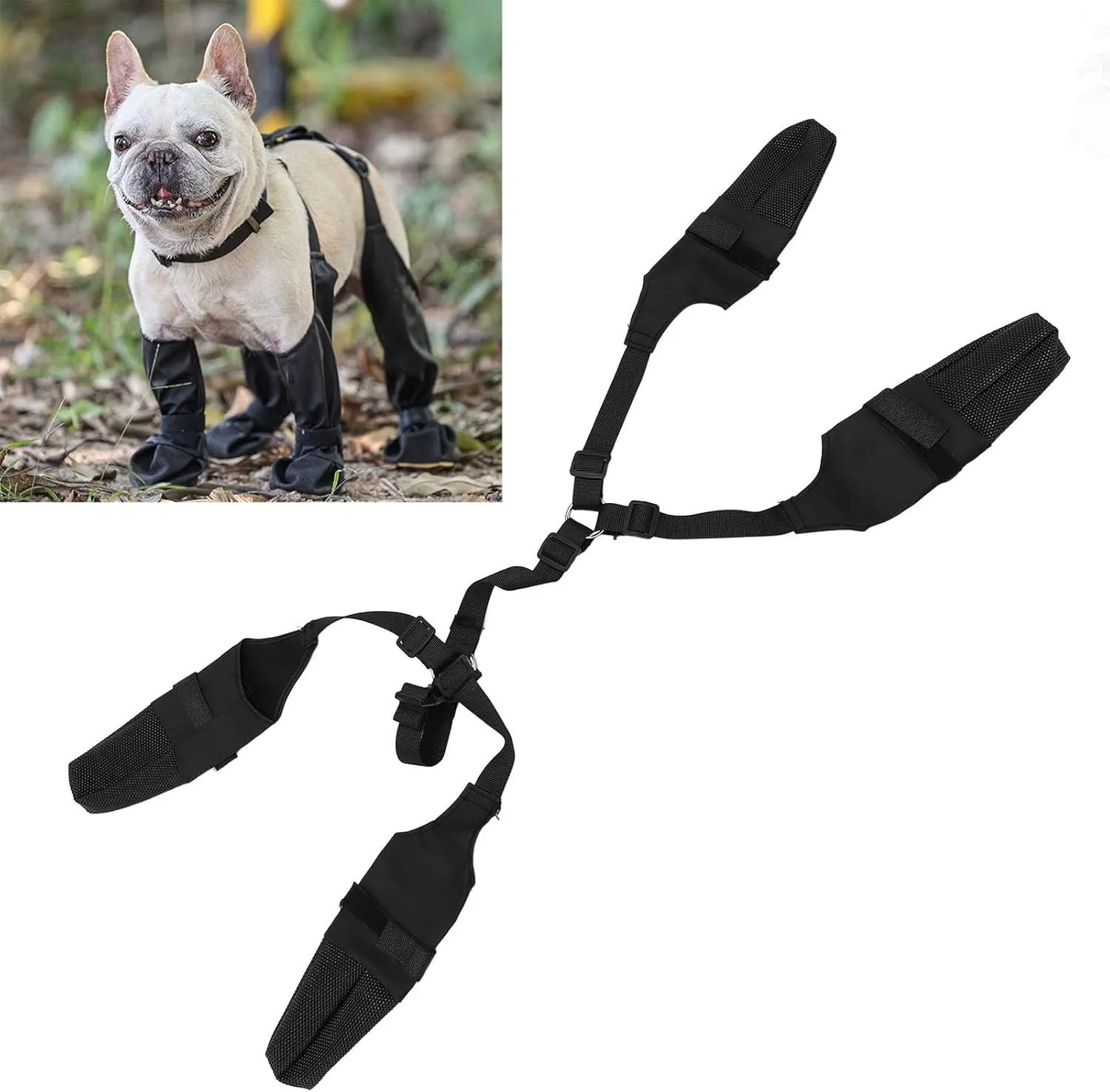 Dog Suspender Boots, Dog Boots Anti Slip Fall Dog Shoes Leggings, Adjustable Suspender Boots with Suspenders Slip Dog Paws Protector Shoes Leggings for Dogs