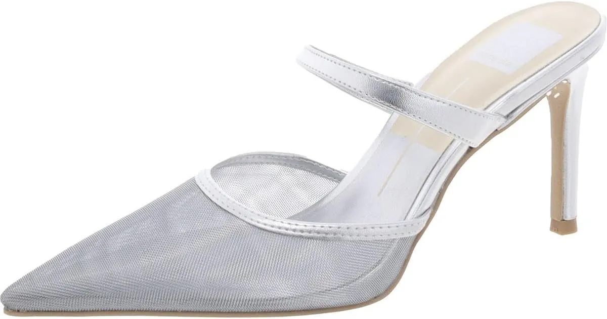 Dolce Vita Womens Katik Mesh Pointed Toe Mules Silver 7 Medium (B,M)
