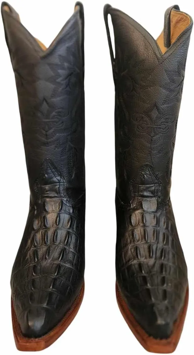 Dona Michi Men Genuine Leather Crocodile Print 2X Toe Boots