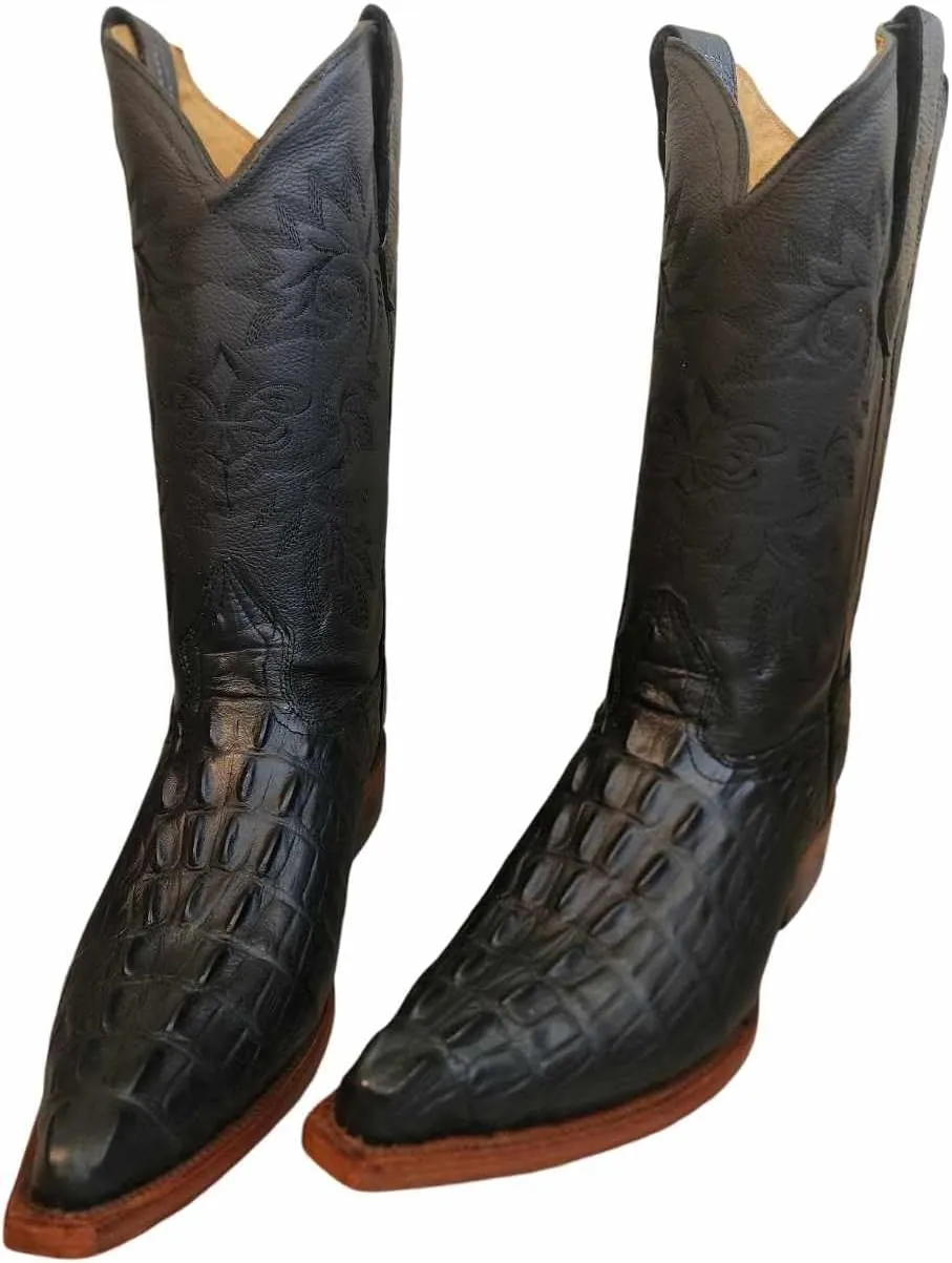 Dona Michi Men Genuine Leather Crocodile Print 2X Toe Boots