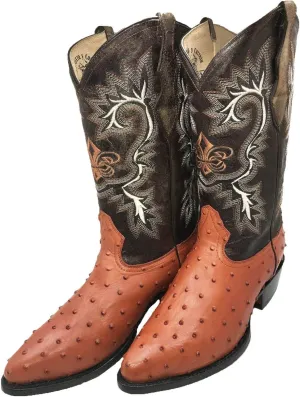 Dona Michi Men's Cowboy Boots Ostrich Print Leather Western Rodeo Botas Liga de Avestruz