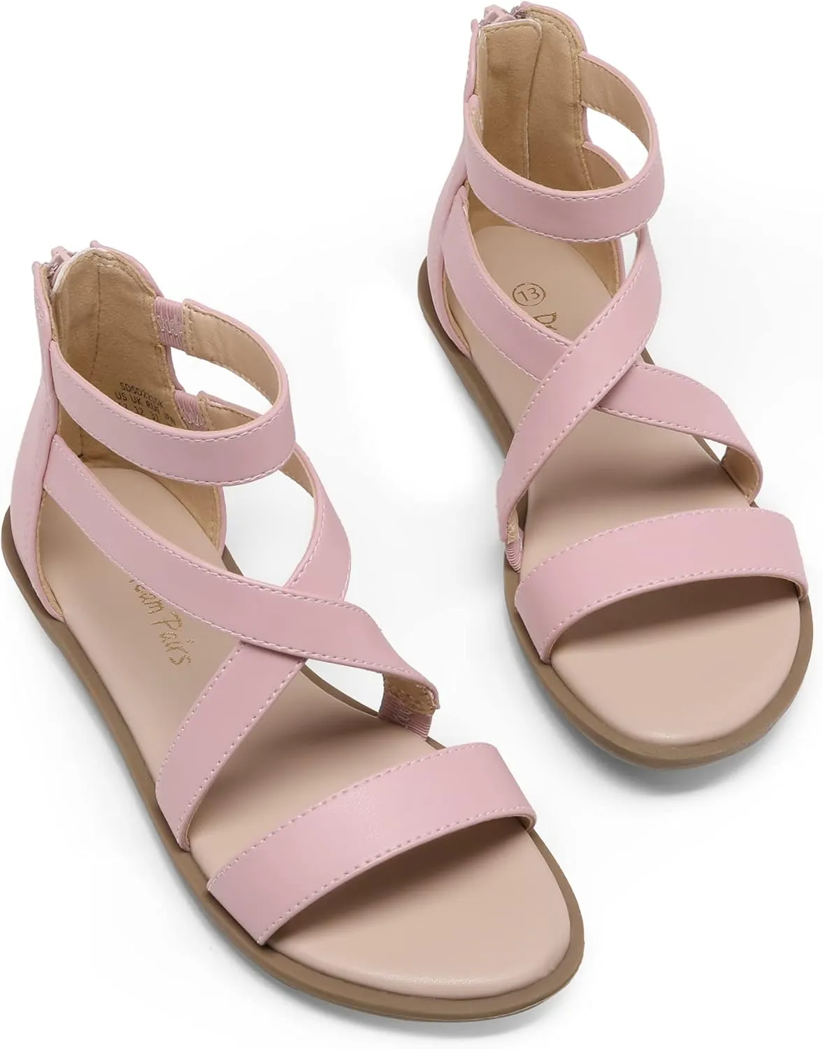 DREAM PAIRS Girls Gladiator Sandals with Zipper Strappy Sandals Toddler/Little Kid/Big Kid