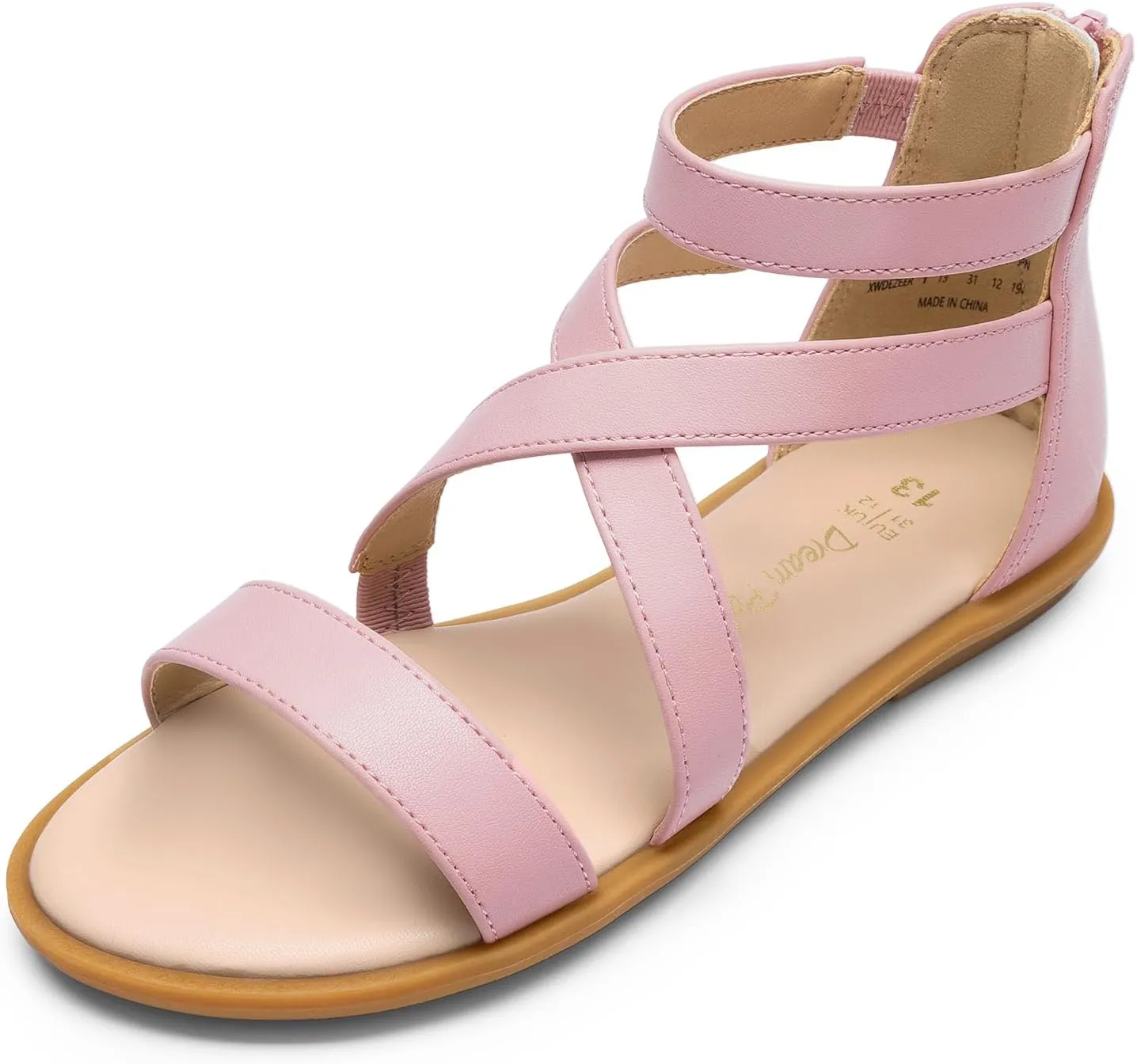 DREAM PAIRS Girls Gladiator Sandals with Zipper Strappy Sandals Toddler/Little Kid/Big Kid