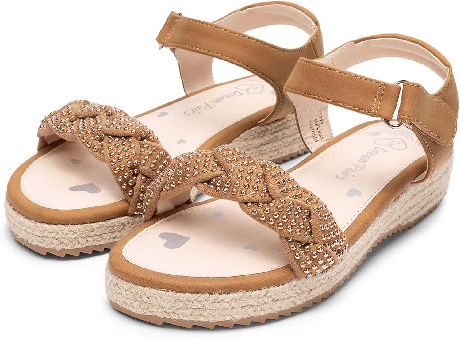 DREAM PAIRS Girls Sandals Espadrille Flatform Platform Wedge Open Toe Summer Shoes for Little Kid/Big Kid