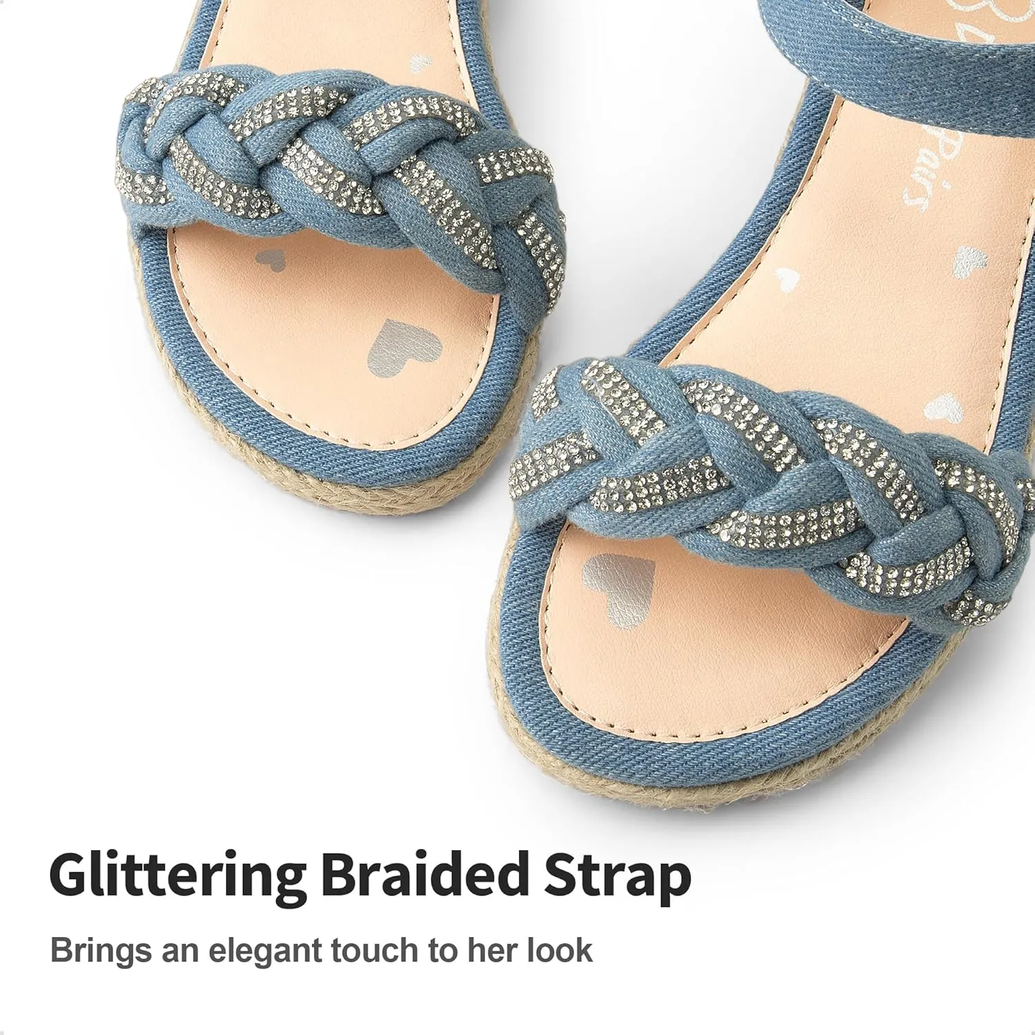 DREAM PAIRS Girls Sandals Espadrille Flatform Platform Wedge Open Toe Summer Shoes for Little Kid/Big Kid