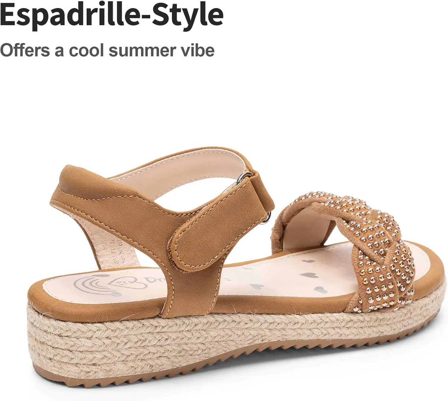 DREAM PAIRS Girls Sandals Espadrille Flatform Platform Wedge Open Toe Summer Shoes for Little Kid/Big Kid
