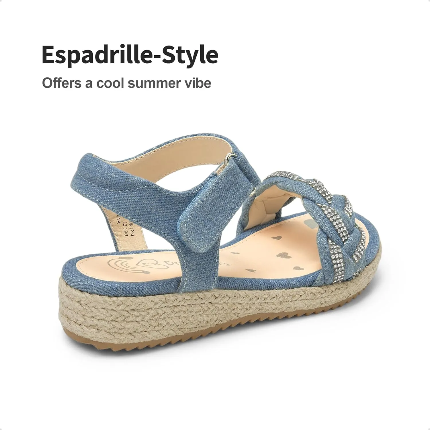 DREAM PAIRS Girls Sandals Espadrille Flatform Platform Wedge Open Toe Summer Shoes for Little Kid/Big Kid