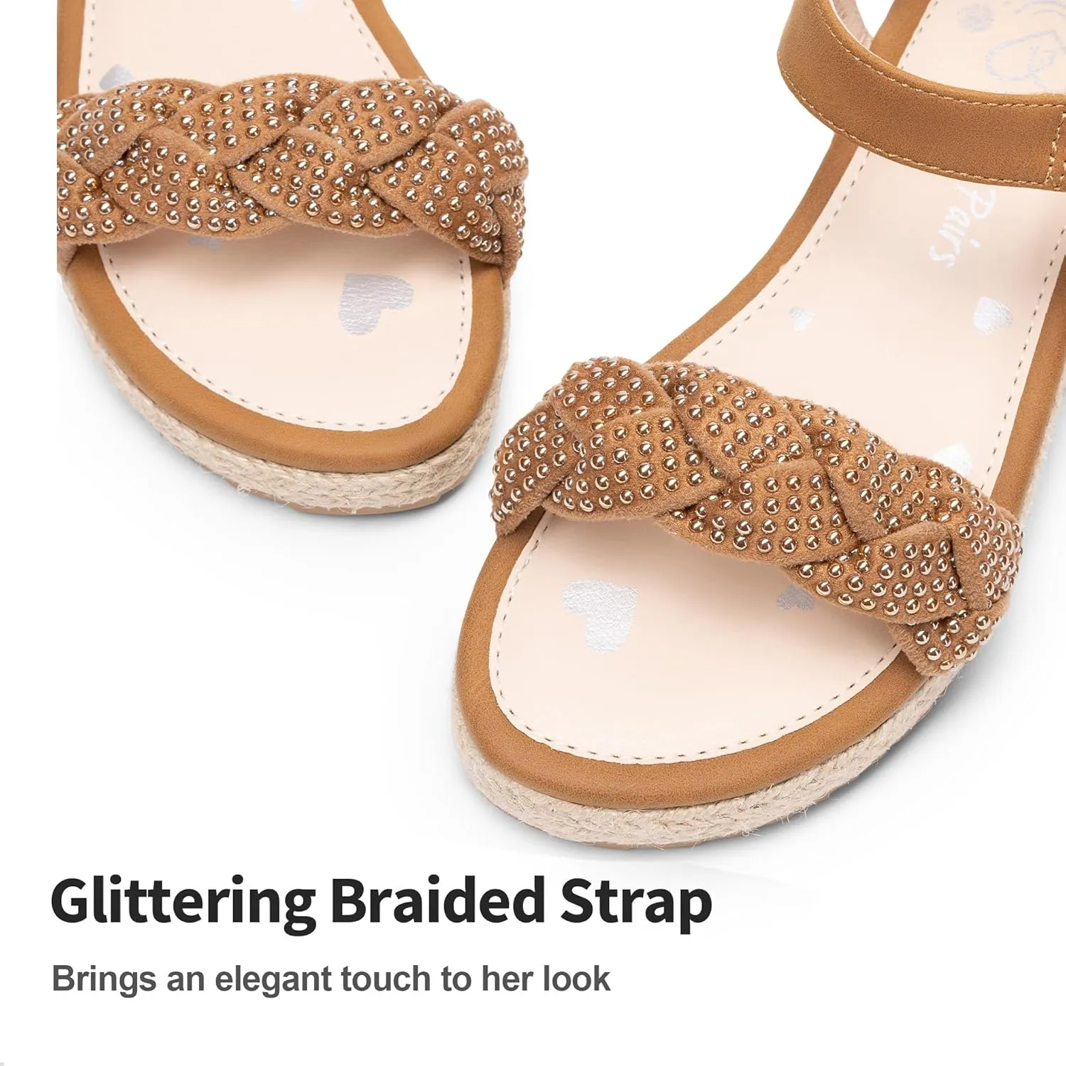 DREAM PAIRS Girls Sandals Espadrille Flatform Platform Wedge Open Toe Summer Shoes for Little Kid/Big Kid