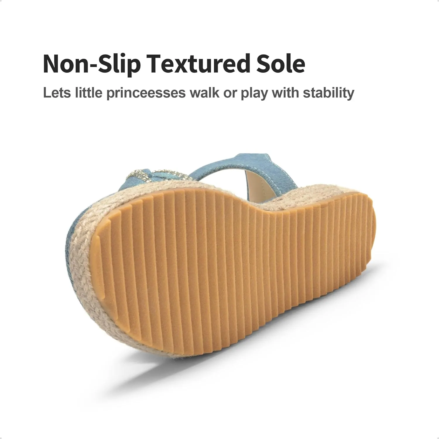 DREAM PAIRS Girls Sandals Espadrille Flatform Platform Wedge Open Toe Summer Shoes for Little Kid/Big Kid