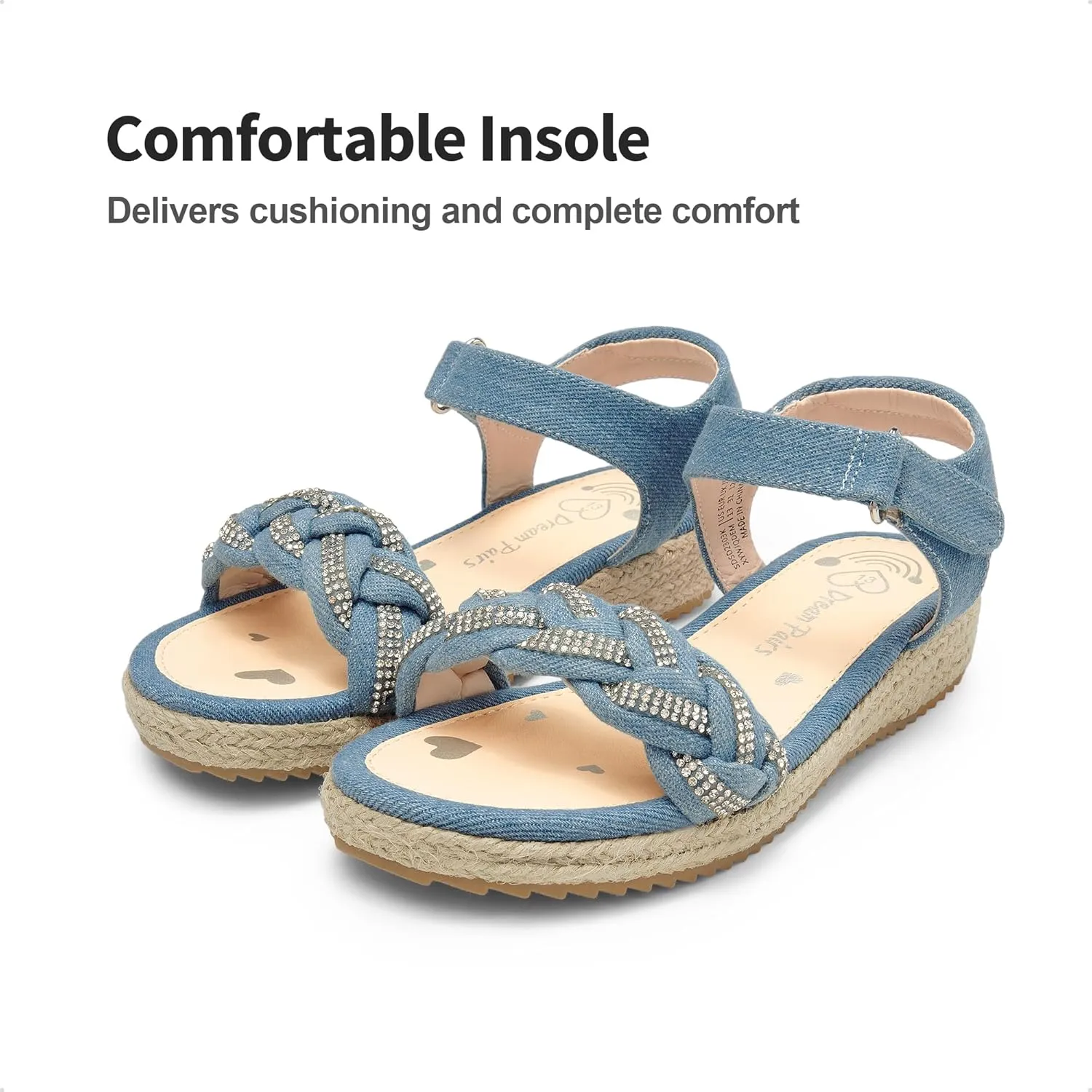 DREAM PAIRS Girls Sandals Espadrille Flatform Platform Wedge Open Toe Summer Shoes for Little Kid/Big Kid