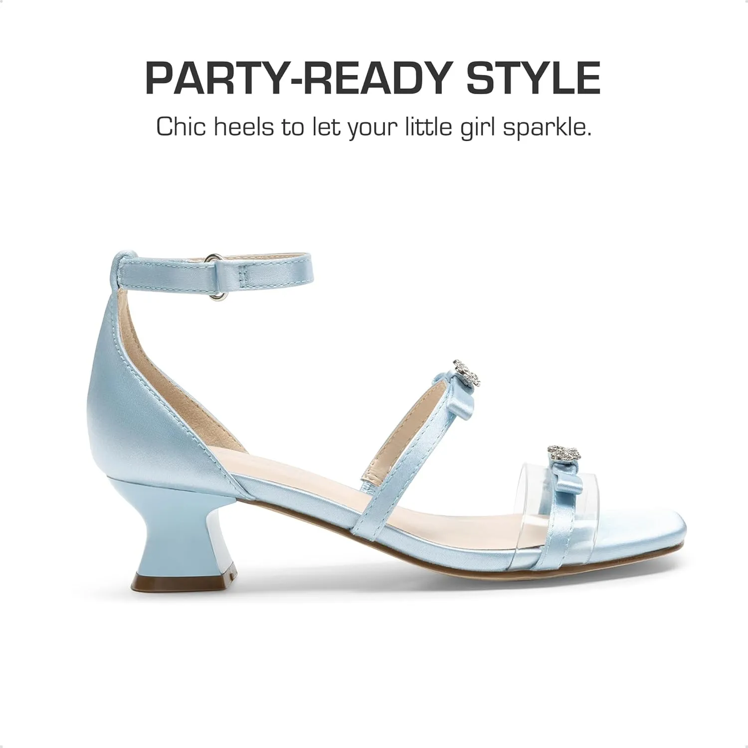 DREAM PAIRS Girls Sandals Low Heel Dress Pump Ankle Strap Two Strapped Bow Flower Wedding Party Shoes for Little Kid/Big Kid