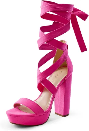 DREAM PAIRS High Heels Chunky Block Platform Heels for Women Strappy Gladiator Sexy Open Toe Heels Dressy Pumps Sandals