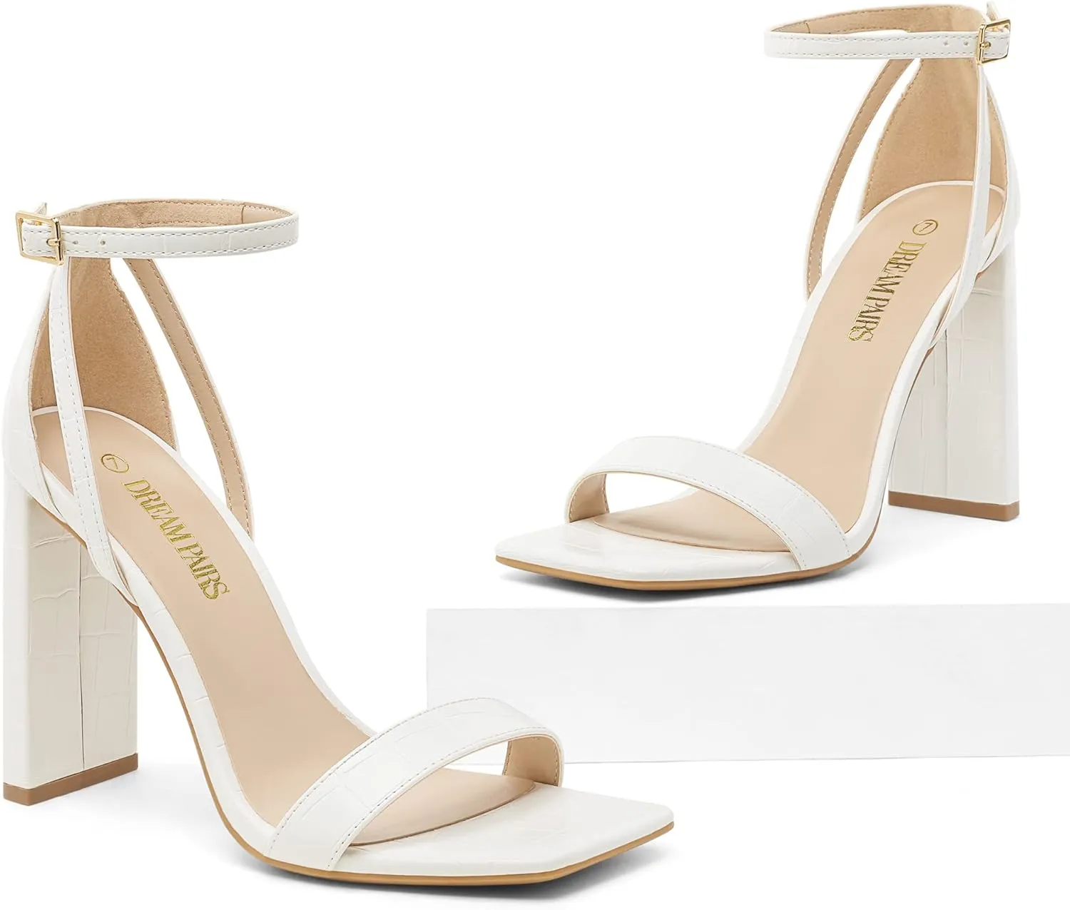DREAM PAIRS High Heels Chunky Block Square Toe Heels for Women Dressy Open Toe Heel Sandals