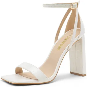 DREAM PAIRS High Heels Chunky Block Square Toe Heels for Women Dressy Open Toe Heel Sandals