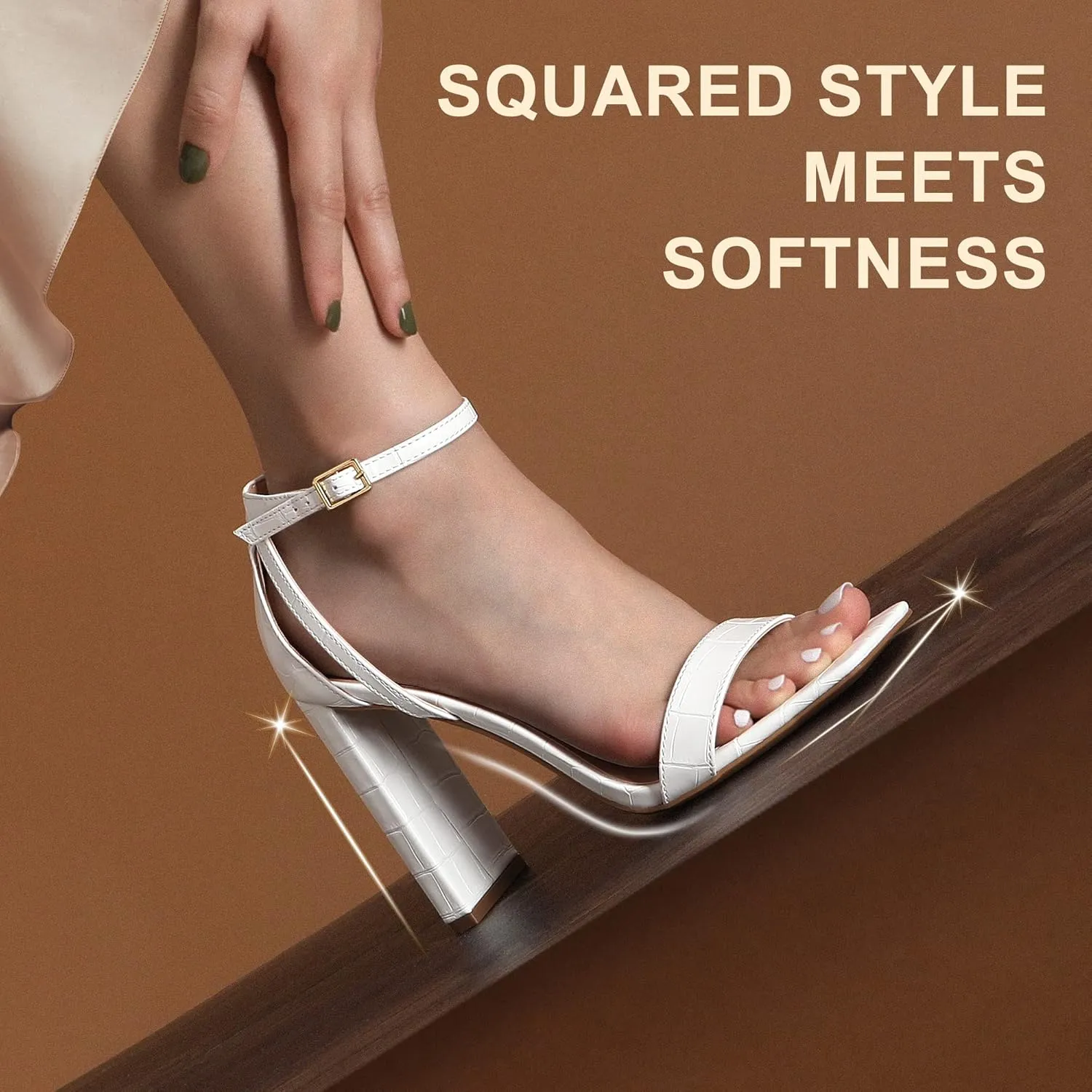DREAM PAIRS High Heels Chunky Block Square Toe Heels for Women Dressy Open Toe Heel Sandals