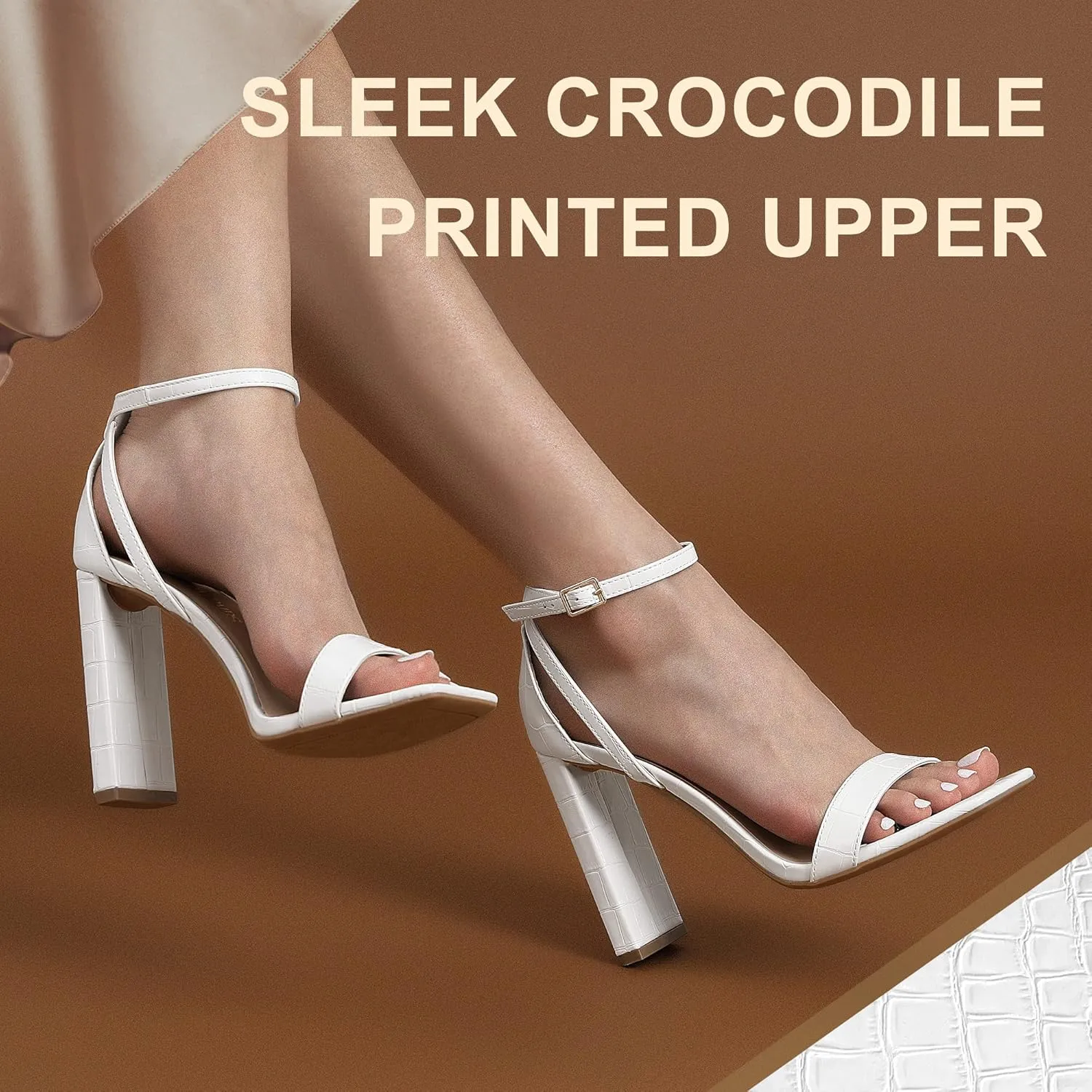 DREAM PAIRS High Heels Chunky Block Square Toe Heels for Women Dressy Open Toe Heel Sandals