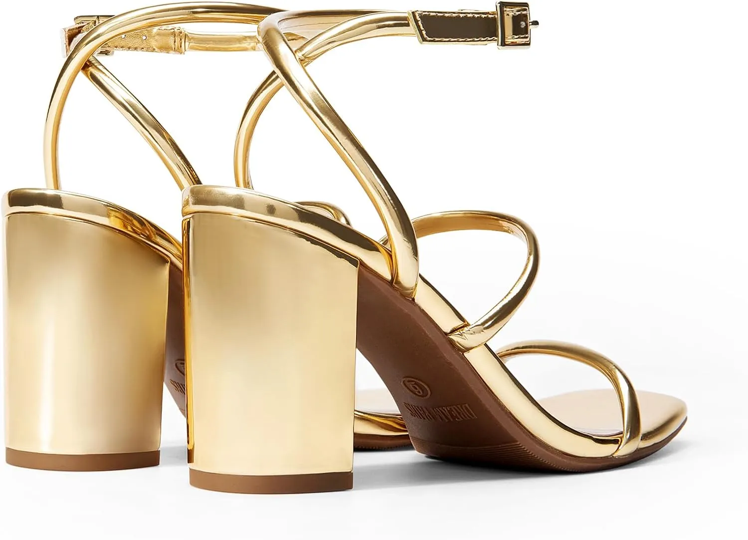 DREAM PAIRS Women Heels Chunky Square Open Toe Strappy Ankle Strap Block High Heeled Sandals for Dressy Wedding Comfortable Shoes