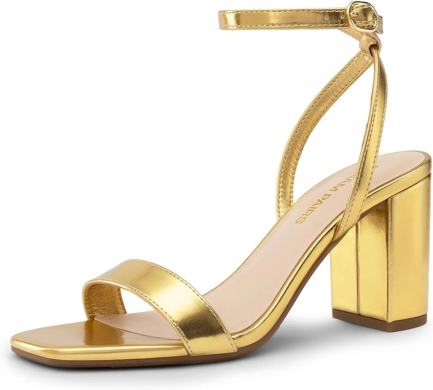 DREAM PAIRS Women's Chunky Heels Square Open Toe Ankle Buckle Strappy Block Heeled Sandals for Party Wedding Daily